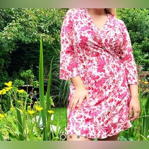 Ruffle floral wrap dress